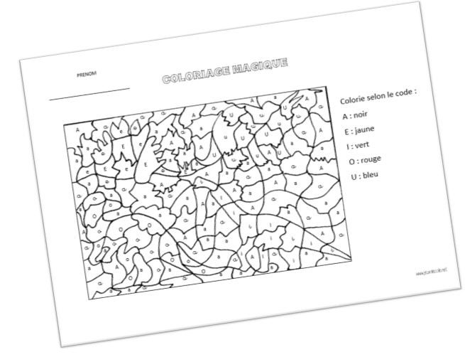 Coloriage Magique Les 3 Ecritures Des Voyelles